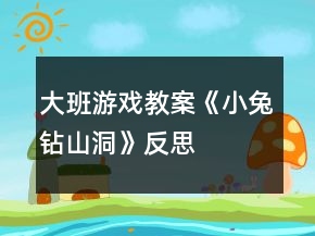 大班游戲教案《小兔鉆山洞》反思