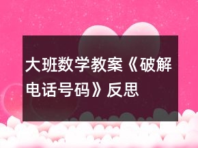 大班數(shù)學(xué)教案《破解電話號碼》反思