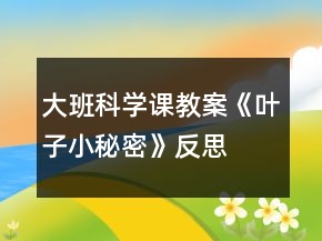 大班科學(xué)課教案《葉子小秘密》反思