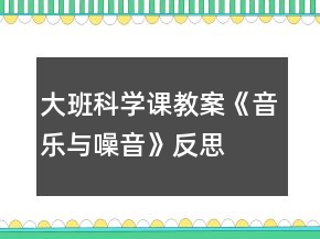 大班科學(xué)課教案《音樂(lè)與噪音》反思