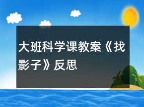 大班科學(xué)課教案《找影子》反思