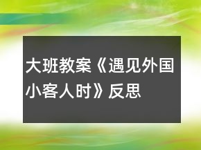 大班教案《遇見外國小客人時》反思