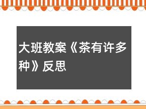 大班教案《茶有許多種》反思