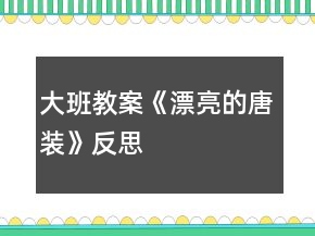 大班教案《漂亮的唐裝》反思