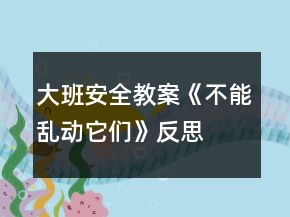 大班安全教案《不能亂動(dòng)它們》反思