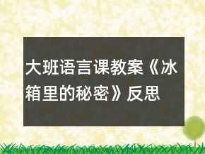 大班語言課教案《冰箱里的秘密》反思