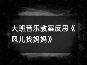 大班音樂(lè)教案反思《風(fēng)兒找媽媽》