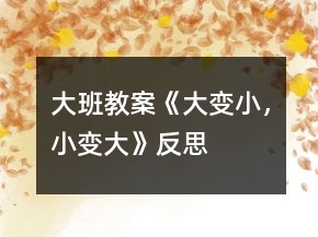 大班教案《大變小，小變大》反思