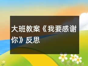 大班教案《我要感謝你》反思