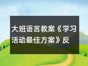 大班語(yǔ)言教案《學(xué)習(xí)活動(dòng)最佳方案》反思