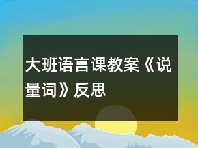 大班語言課教案《說量詞》反思