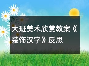 大班美術(shù)欣賞教案《裝飾漢字》反思