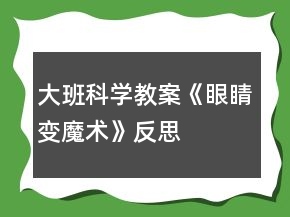 大班科學(xué)教案《眼睛變魔術(shù)》反思