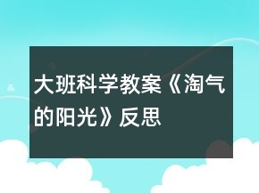 大班科學(xué)教案《淘氣的陽光》反思