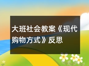 大班社會(huì)教案《現(xiàn)代購(gòu)物方式》反思