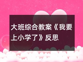 大班綜合教案《我要上小學了》反思