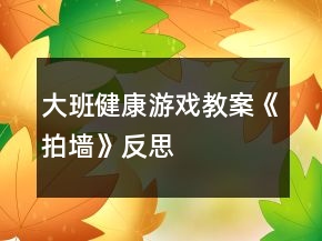 大班健康游戲教案《拍墻》反思
