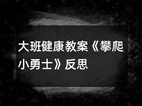 大班健康教案《攀爬小勇士》反思
