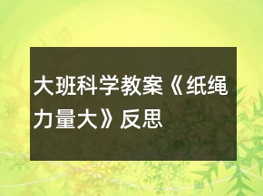 大班科學教案《紙繩力量大》反思
