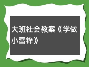 大班社會教案《學(xué)做小雷鋒》