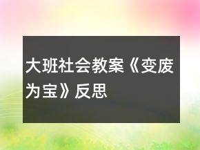 大班社會教案《變廢為寶》反思