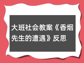 大班社會(huì)教案《香煙先生的遭遇》反思