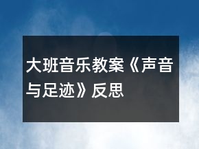 大班音樂教案《聲音與足跡》反思