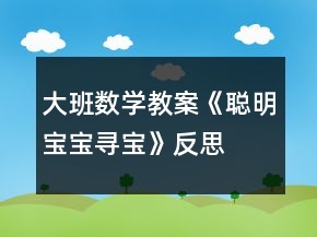 大班數(shù)學教案《聰明寶寶尋寶》反思