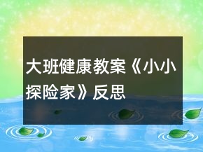 大班健康教案《小小探險家》反思