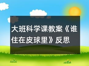 大班科學(xué)課教案《誰(shuí)住在皮球里》反思