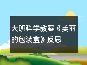 大班科學(xué)教案《美麗的包裝盒》反思