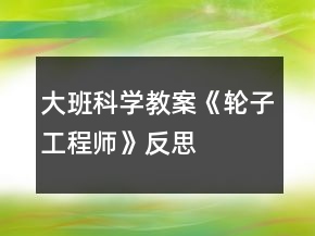 大班科學教案《輪子工程師》反思