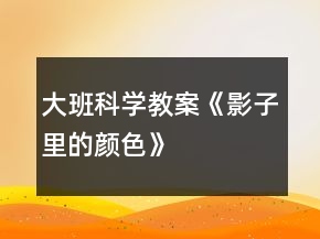 大班科學(xué)教案《影子里的顏色》