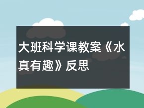 大班科學(xué)課教案《水真有趣》反思