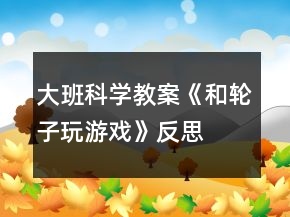 大班科學(xué)教案《和輪子玩游戲》反思