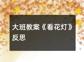 大班教案《看花燈》反思