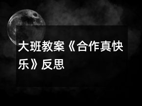 大班教案《合作真快樂》反思