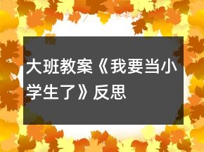 大班教案《我要當(dāng)小學(xué)生了》反思