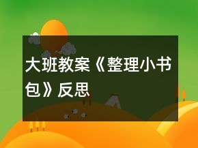 大班教案《整理小書(shū)包》反思
