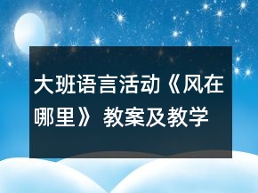 大班語言活動《風(fēng)在哪里》 教案及教學(xué)反思