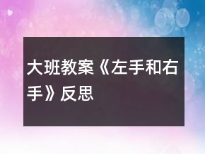 大班教案《左手和右手》反思