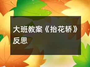 大班教案《抬花轎》反思