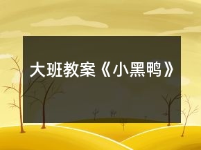大班教案《小黑鴨》