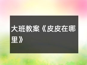 大班教案《皮皮在哪里》