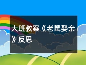 大班教案《老鼠娶親》反思