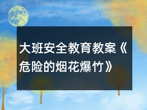 大班安全教育教案《危險(xiǎn)的煙花爆竹》反思