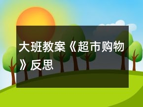 大班教案《超市購物》反思