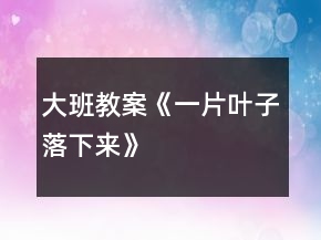 大班教案《一片葉子落下來》