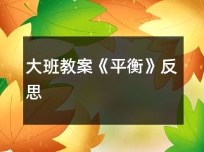 大班教案《平衡》反思
