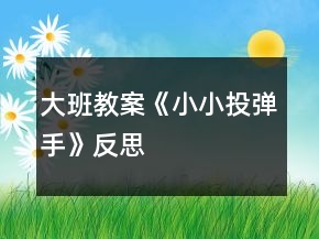 大班教案《小小投彈手》反思